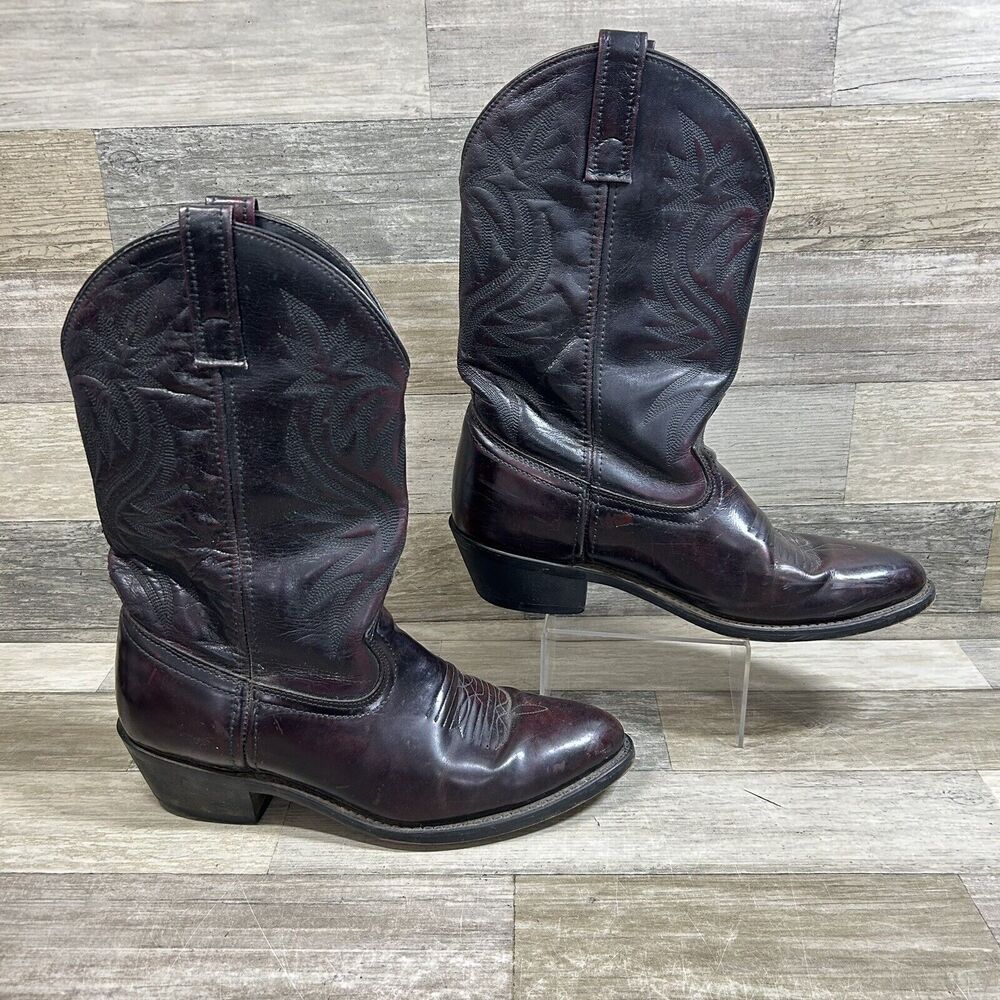 Laredo Western Boots Men's 9.5 D Dark Cherry Leather Cowboy Classic 4216